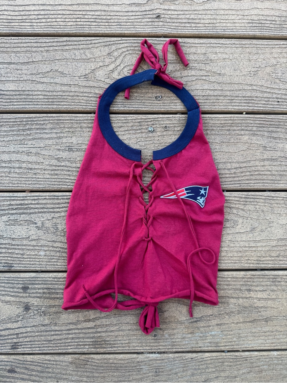 New England Patriots Lace-Up Halter Top one size